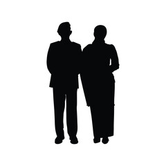 Indonesian Army Couple Silhouette Vector Illustration