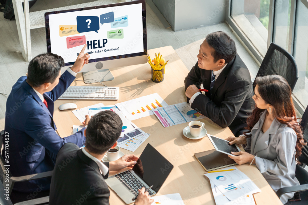 Poster help screen on the website provide answer to faq frequently asked question snugly with knowledge inf