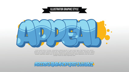 Appeal, Graffiti alphabet. Bubble graffiti letters outline. Uppercase letters with drips, drops and spray effect. Graffiti font. Street art style. Bubble font.	
