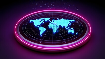 glowing digital world map.