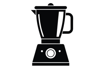 Black Silhouette of Kitchen Blender with Handle and Control Knob Illustration