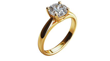 golden ring with diamonds isolated on white background , transparent png 