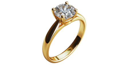 golden ring with diamonds isolated on white background , transparent png 