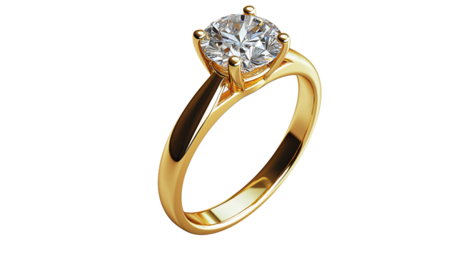 golden ring with diamonds isolated on white background , transparent png 