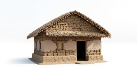 wooden house on white background