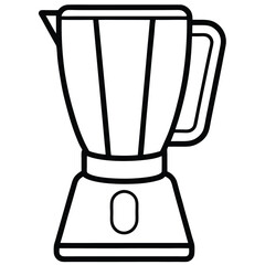 Simple Black and White Line Drawing of a Kitchen Blender Appliance Illustration