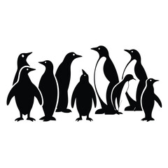 Naklejka premium Majestic Penguin Group A Stunning Black and White Illustration