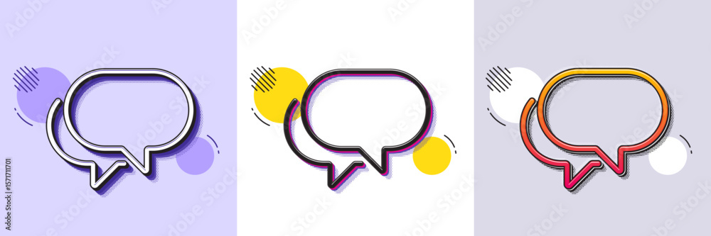 Poster talk bubble line icon. halftone dotted pattern. gradient icon with grain shadow. speech bubble sign.