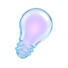 Shiny transparent light bulb with a glowing soft purple hue, symbolizing innovation, creativity, and bright ideas 