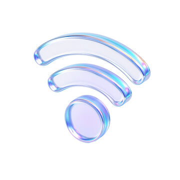 glossy wireless signal icon featuring smooth gradients and a futuristic design, representing connectivity and technology