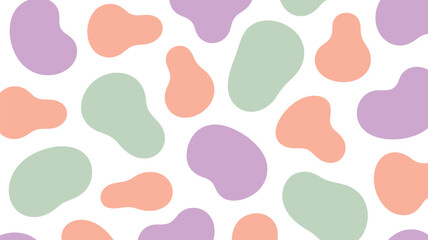 A seamless pattern with pastel blobs in shades of purple green and peach color