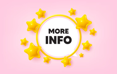 More info frame banner. Speech bubble offer. More info tag. Navigation sign. Read description symbol. 3d stars glitter tag. Golden frame banner. Vector