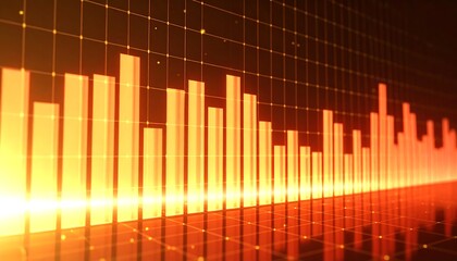 Orange data bars on grid, glowing