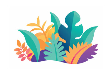 Obraz premium Gradient Paper Cut Foliage Scene With Playful Tropics
