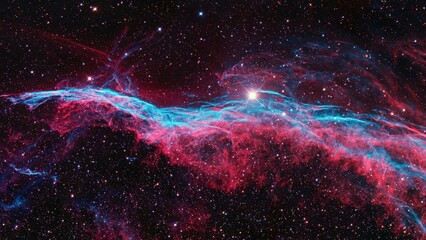 Vibrant Veil Nebula with cosmic gases.