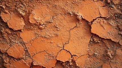 Fototapeta premium Earthy terracotta background natural dried clay surface cracked weathered texture organic earth tones rustic material