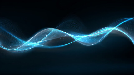 Obraz premium Abstract glowing wave lines on dark blue background. Dynamic wave pattern. Modern flowing wavy lines. Futuristic technology concept. Suit for banner, poster, cover, brochure, flyer, website