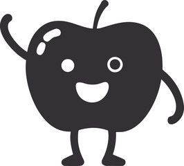 cute apple cartoon character silhouette with smiling face 