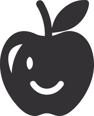 cute apple cartoon character silhouette with smiling face 