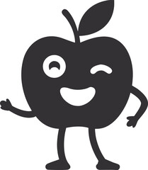 cute apple cartoon character silhouette with smiling face 