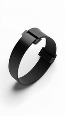 Sleek black smart bracelet displays modern technology against a crisp, pure white background