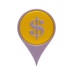dollar sign with dollar symbol 3d render icon in cartoon plastic style minimal isolated on transparent white background	

