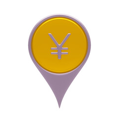 Yen sign with Yen symbol 3d render icon in cartoon plastic style minimal isolated on transparent white background