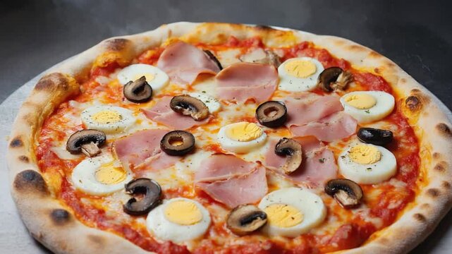 italian capricciosa pizza close up video