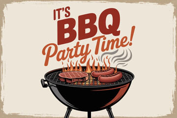 BBQ Party Time: A flavorful BBQ scene, featuring a classic grill laden with sizzling food, igniting a sense of community and delicious enjoyment.