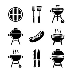 Grilling Essentials: A selection of barbecue tools, representing various grill types and essential implements, for creating delicious meals outdoors.