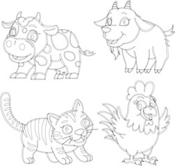 set of cartoon animals