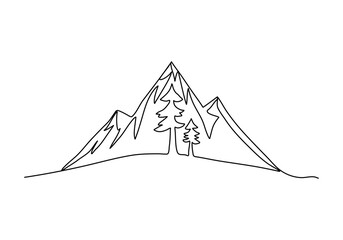Mountains. One line drawing vector illustration.