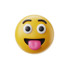 Fototapeta premium Yellow smiley face with tongue sticking out emoji
