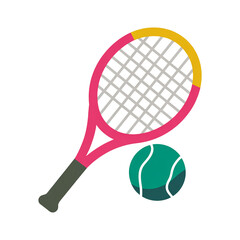 Pink tennis racket and green ball tennis ball sports equipment