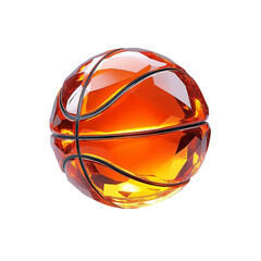 Faceted crystal basketball glowing orange image