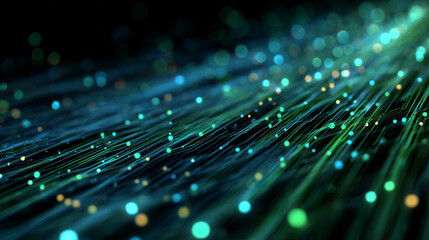 Digital technology speed connect blue green background, cyber nano information, abstract communication, innovation future tech data, internet network connection, Ai big data, line dot illustration 3d