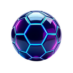Futuristic glowing soccer ball cyberpunk neon