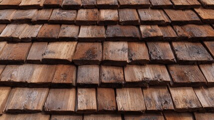 Rustic aged wood shingle roofing texture for architectural design and restoration projects.