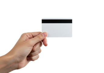 Hand Holding Blank Magnetic Stripe Card Payment Technology, Finance, and Security Concepts