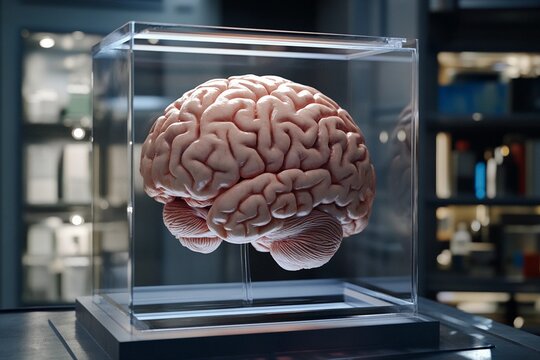 Medical lab showcasing 3D brain hologram projection