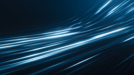 Modern abstract high speed movement. Dynamic motion light trails on dark blue background. Futuristic digital technology movement concept. Pattern for banner. Vector EPS10.