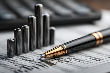 Growth chart with a pen on a white background.