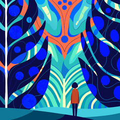 Fototapeta premium Landscape woman child