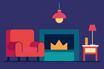 Luxury Contemporary Living Room Vector Illustration