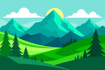 Fototapeta premium Majestic Summer Mountain Landscape With Green Hills