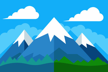 Mountain Landscape with Clouds Illustration