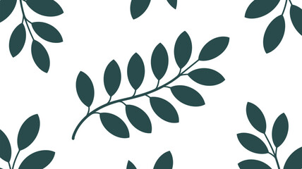 A repeating pattern of dark green leaves and light purple circles on white background