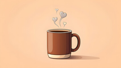 Warm Beverage's Embrace: A steaming mug of a comforting drink exudes warmth and affection, with heart-shaped wisps floating upwards to convey a sense of love.