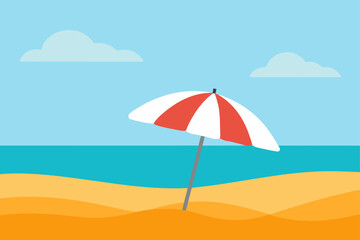Summer Beach Vacation with an Umbrella on the Sand