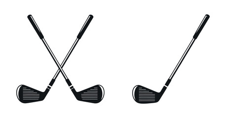 Two Golf Clubs Crossed Vector Illustration